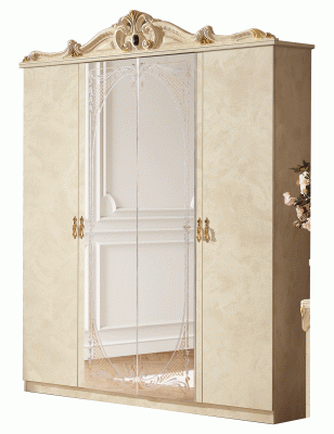 Bedroom Furniture Classic Bedrooms QS and KS Barocco Ivory 4 Door Wardrobe