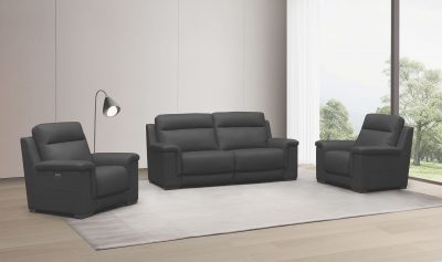 Living Room Furniture Sofas Loveseats and Chairs H0728-BLACK Power Recliner Set