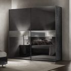 2 sliding mirror doors wardrobe - smoke mirrors / clear insert