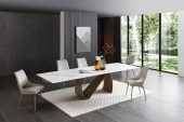 Dining Room Furniture Kitchen Tables and Chairs Sets 9087 Champagne-Bronze Table with 1239 swivel Beige Champagne chairs