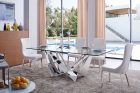 2061 Dining Table with 6138 Chairs “Solid white Eco-leather (no pattern)”