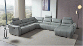 2144 Sectional LIGHT GREY w/1 recliner